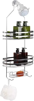 BINO 'Berlin' Jumbo 3-Shelf Over-the-Showerhead Caddy, Chrome