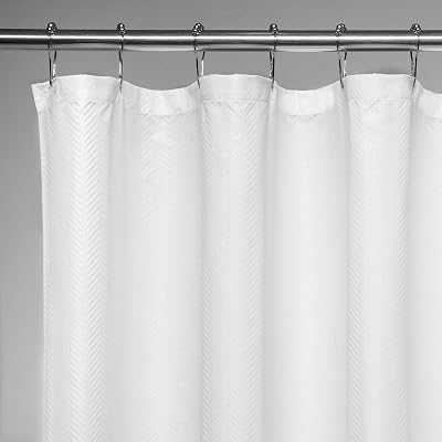BINO 'Herringbone' Fabric- 70"x 72"- White Shower Curtain for Bathroom