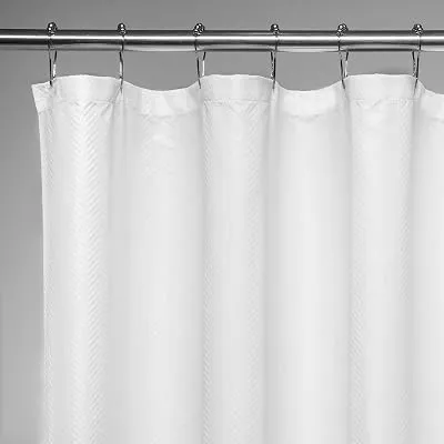 BINO 'Herringbone' Fabric- 70"x 72"- White Shower Curtain for Bathroom