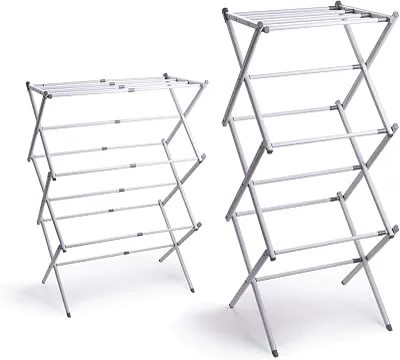 BINO 3-Tier Collapsible Drying Racks | White | Laundry Foldable Rack | Air Drying & Hanging | Foldable Portable Indoor & Outdoor | Space Saving Clothes Dryer Stand