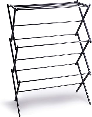 BINO | 3 Tier Foldable Drying Rack - Black | Lightweight Steel Design, Easy Setup & Storage | Portable Steel Design | Laundry Drying Rack | Home Essential