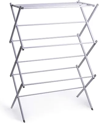 BINO | 3 Tier Foldable Drying Rack - White | Lightweight Steel Design, Easy Setup & Storage | Portable Steel Design | Laundry Drying Rack | Home Essential