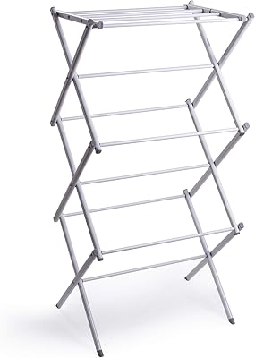 BINO 3-Tier Collapsible Drying Racks | White | Air Drying & Hanging | Foldable Portable Indoor & Outdoor | Space Saving Clothes Dryer Stand | Home Dorm Apartment Essentials