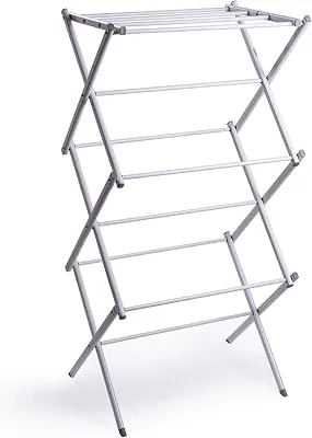BINO 3-Tier Collapsible Drying Racks | White | Air Drying & Hanging | Foldable Portable Indoor & Outdoor | Space Saving Clothes Dryer Stand | Home Dorm Apartment Essentials