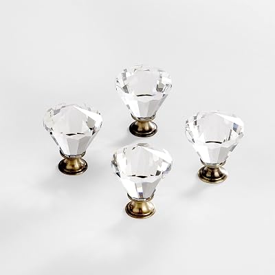 BINO 4-Pack Crystal Drawer Knobs - 1.5" Diameter (38mm), Bronze - Dresser Knobs for Dresser Drawers Crystal Knobs and Pulls Handles