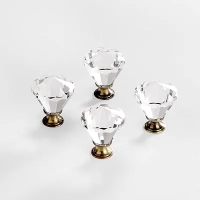 BINO 4-Pack Crystal Drawer Knobs - 1.5" Diameter (38mm), Bronze - Dresser Knobs for Dresser Drawers Crystal Knobs and Pulls Handles