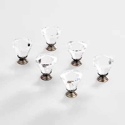 BINO 6-Pack Crystal Drawer Knobs - 1.25" Diameter (32mm), Bronze - Dresser Knobs for Dresser Drawers Crystal Knobs and Pulls Handles