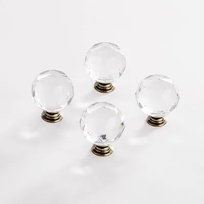 BINO 4-Pack Crystal Drawer Knobs - 1.5" Diameter (38mm), Bronze - Dresser Knobs for Dresser Drawers Crystal Knobs and Pulls Handles
