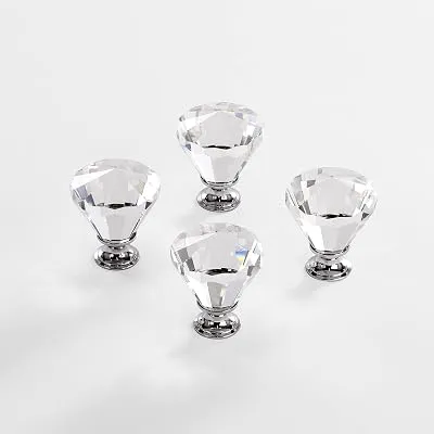 BINO 4-Pack Crystal Drawer Knobs - 1.5" Diameter (38mm), Chrome - Dresser Knobs for Dresser Drawers Crystal Knobs and Pulls Handles