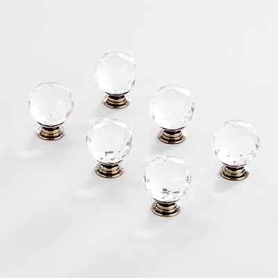 BINO 6-Pack Crystal Drawer Knobs - 1.25" Diameter (32mm), Bronze - Dresser Knobs for Dresser Drawers Crystal Knobs and Pulls Handles