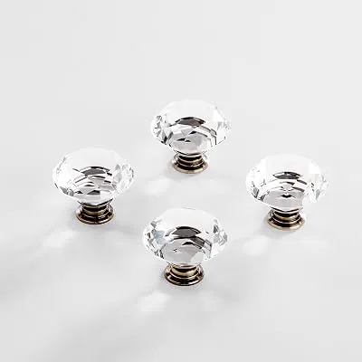 BINO 4-Pack Crystal Drawer Knobs - 1.5" Diameter (38mm), Bronze - Dresser Knobs for Dresser Drawers Crystal Knobs and Pulls Handles
