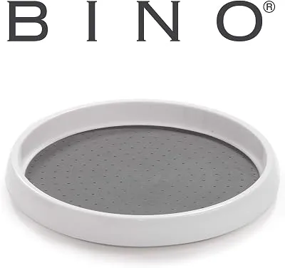 BINO 9-Inch Lazy Susan Turntable Spice Organizer, White - Plastic Rotating Lazy Susan Organizer Tray for Kitchen Pantry, Refrigerator, Freezer, Cabinet, and Countertops