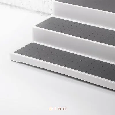 BINO 3-Tiered Spice Rack Organizer, White, Plastic, Portable, 14.6" L x 9.5" W x 3.4" H