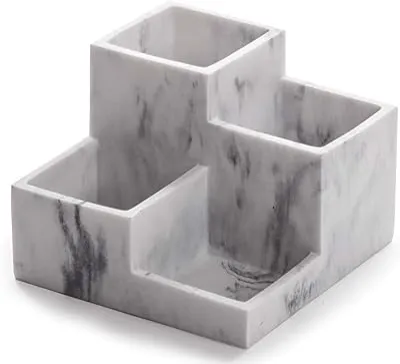 BINO Multi Purpose 4 Compartment Organizer - Make up Organizer for Vanity - Makeup Holders for Bathroom - Toiletry Organizers Countertop - Toothbrush and Bathroom Accessories Holder - Matte Marble