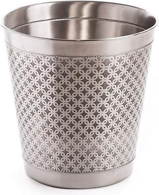 BINO Metal Waste Basket for Home, Office, Bathroom, Dorm, Kitchen and More | Trash Can Bin for Bedroom | Desk Trash Can | Home Essentials