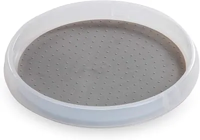 BINO 9-Inch Lazy Susan Turntable Spice Organizer, Frosted - Plastic Rotating Lazy Susan Organizer Tray for Kitchen Pantry, Refrigerator, Freezer, Cabinet, and Countertops