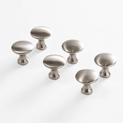 BINO 6-Pack Cabinet Knobs - 1.18" Diameter (30mm), Brushed Nickel - Dresser Knobs for Dresser Drawer Knobs and Pulls Knobs and Pulls Handles