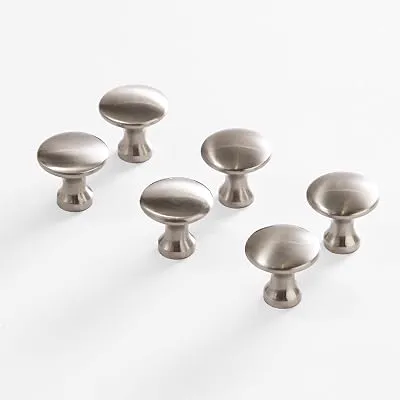 BINO 6-Pack Cabinet Knobs - 1.18" Diameter (30mm), Brushed Nickel - Dresser Knobs for Dresser Drawer Knobs and Pulls Knobs and Pulls Handles