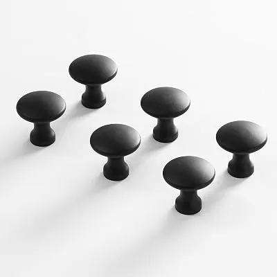 BINO 6-Pack Cabinet Knobs - 1.18" Diameter (30mm), Matte Black - Dresser Knobs for Dresser Drawer Knobs and Pulls Knobs and Pulls Handles