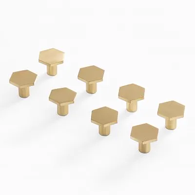 BINO 8-Pack Cabinet Knobs - 1" Diameter (25mm), Brass - Dresser Knobs for Dresser Drawer Knobs and Pulls Knobs and Pulls Handles