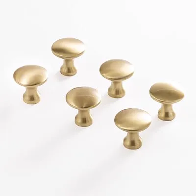 BINO 6-Pack Cabinet Knobs - 1.18" Diameter (30mm), Brass - Dresser Knobs for Dresser Drawer Knobs and Pulls Knobs and Pulls Handles