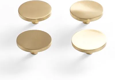 BINO 4-Pack Cabinet Knobs - 1.7" Diameter (43mm), Brass - Dresser Knobs for Dresser Drawer Knobs and Pulls Knobs and Pulls Handles