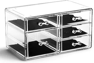 BINO | 5-Drawer Makeup Organizer, Lexington Avenue | THE MANHATTAN SERIES | Modular Design Storage Drawers | Vanity Acrylic Organizers | Stackable Storage Bins | Clear Makeup Organizers And Storage