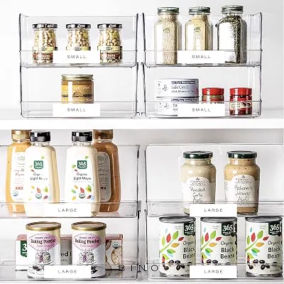 BINO | Stackable Plastic Storage Bins, Large | THE MYRIAD COLLECTION | Multipurpose Bins | Pantry Organizers And Storage | Home Organization Containers | Clear Plastic Fridge Bin | Freezer Organizer