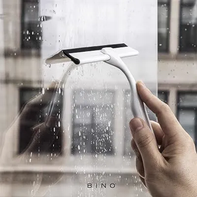 BINO Shower Squeegee for Shower Glass Door - Matte White - Shower Squeegee for Shower Doors Bathroom Squeegee for Shower Door Squeegee Small Squeegee Shower Squeegee with Suction Cup