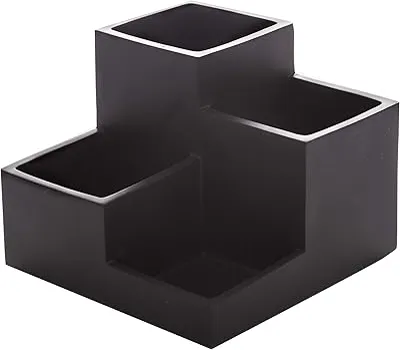 BINO | Multi Purpose 4 Compartment Organizer - Make up Organizer for Vanity - Makeup Holders for Bathroom - Toiletry Countertop - Toothbrush and Bathroom Accessories Holder - Matte Black