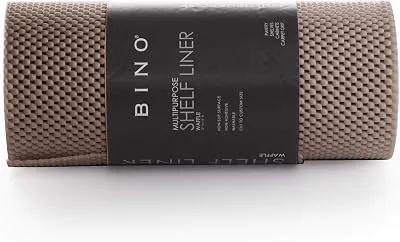 BINO Non-Adhesive Non-Slip Shelf and Drawer Grip Liner Mat, 12 -Inch x 15-Feet, Taupe
