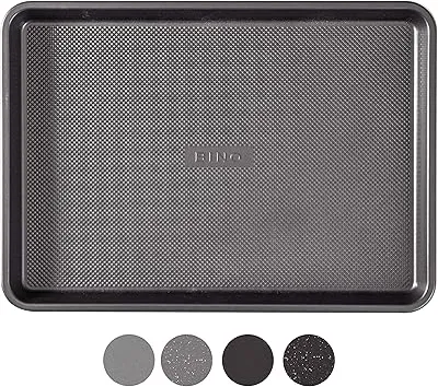 BINO Bakeware Nonstick Cookie Sheet Baking Tray, 10 x 15 Inch - Gunmetal | Premium Quality Textured Baking Sheet with Even-Flow Technology | Dishwasher Safe | Non-Toxic