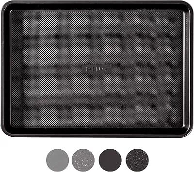 BINO Bakeware Nonstick Cookie Sheet Baking Tray, 13 x 18 Inch - Black | Premium Quality Textured Baking Sheet with Even-Flow Technology | Dishwasher Safe | Non-Toxic