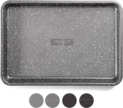 BINO Bakeware Nonstick Cookie Sheet Baking Tray, 9 x 13 Inch - Speckled Gunmetal | Premium Quality Textured Baking Sheet with Even-Flow Technology | Dishwasher Safe | Non-Toxic