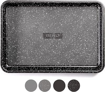 BINO Bakeware Nonstick Cookie Sheet Baking Tray, 9 x 13 Inch - Speckled Black | Premium Quality Textured Baking Sheet with Even-Flow Technology | Dishwasher Safe | Non-Toxic