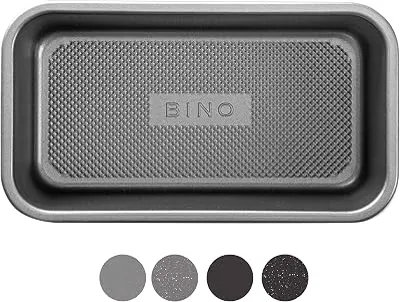 BINO Bakeware Nonstick Baking Pan, 9 x 5 Inch - Gunmetal | Premium Quality Textured Cake Pan with Even-Flow Technology | Dishwasher Safe | Non-Toxic