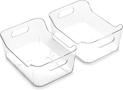 BINO | The SOHO Collection Plastic Storage Bins, X-Small - 2 Pack, Clear | Pantry and Fridge Organizer Containers, Kitchen Cabinet and Medicine Cabinet Bins