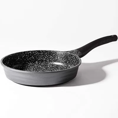 BINO Cookware Nonstick Frying Pan, 7.8 Inch - Matte Grey | THE WAVE COLLECTION | Premium Quality Nonstick Cast Aluminum Nonstick Pan Egg Pan Omelette Pan | Stay-Cool BAKELITE Handles | Non-Toxic