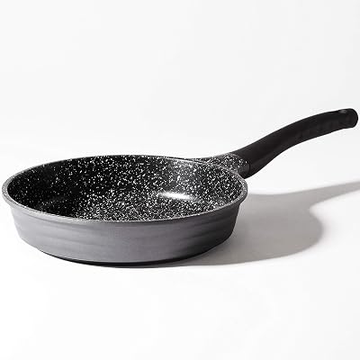 BINO Cookware Nonstick Frying Pan, 9.5 Inch - Matte Grey | THE WAVE COLLECTION | Premium Quality Nonstick Cast Aluminum Nonstick Pan Egg Pan Omelette Pan | Stay-Cool BAKELITE Handles | Non-Toxic
