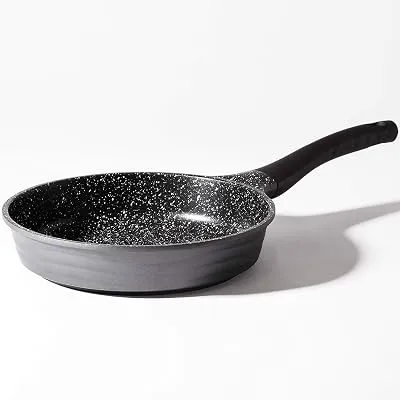 BINO Cookware Nonstick Frying Pan, 9.5 Inch - Matte Grey | THE WAVE COLLECTION | Premium Quality Nonstick Cast Aluminum Nonstick Pan Egg Pan Omelette Pan | Stay-Cool BAKELITE Handles | Non-Toxic