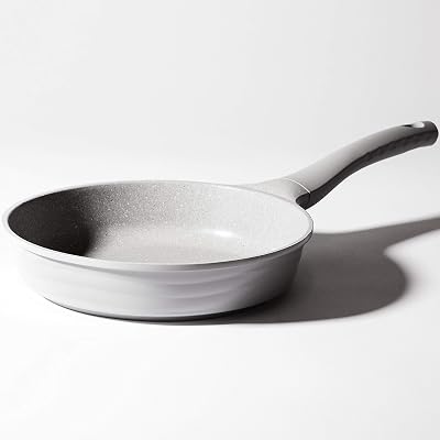 BINO Cookware Nonstick Frying Pan, 9.5 Inch - Matte Light Grey | THE WAVE COLLECTION | Premium Quality Nonstick Cast Aluminum Nonstick Pan Egg Pan Omelette Pan | Stay-Cool BAKELITE Handles | Non-Toxic