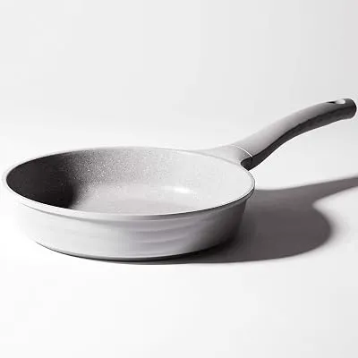 BINO Cookware Nonstick Frying Pan, 9.5 Inch - Matte Light Grey | THE WAVE COLLECTION | Premium Quality Nonstick Cast Aluminum Nonstick Pan Egg Pan Omelette Pan | Stay-Cool BAKELITE Handles | Non-Toxic