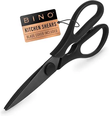 BINO Stainless Steel Blade Kitchen Shears - Black | Strong & Sharp Kitchen Shears | Cooking Scissors | Food Shears | Vegetable Scissors | Poultry Meat & Bone Cutting Scissors | Utility Kitchen Tool
