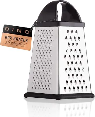 BINO Stainless Steel Multifunctional Box Grater | Four-Sided Box Grater | Standing Cheese Grater | Kitchen Food Grater | Vegetable Grater | Potato & Carrot Grater | Kitchen Utensils | Kitchen Tools
