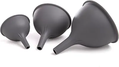 BINO 3-Piece Silicone Funnel Set - Grey | Wide Mouth Funnel | Filling Bottles | Cooking Funnels | Condiment Funnels | Kitchen Supplies and Accessories for Mason Bottles | Kitchen Tools Liquid Bottle
